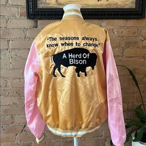 Gold and Pink Bison Bomber Jacket
